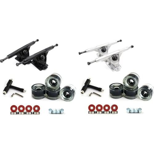 7Inch Longboard Truck Wheels Set 4Pcs PU Wheels 8Pcs Bearing T Skateboard Tool Skateboard Wheel Combo