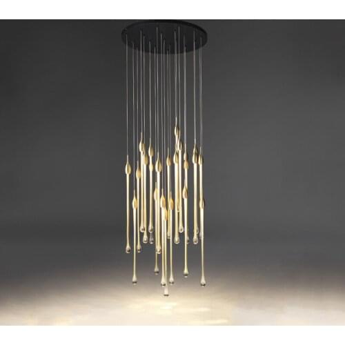 Living room lamp dining room lamp staircase lamp long chandelier atmosphere postmodern light luxury crystal chandelier home