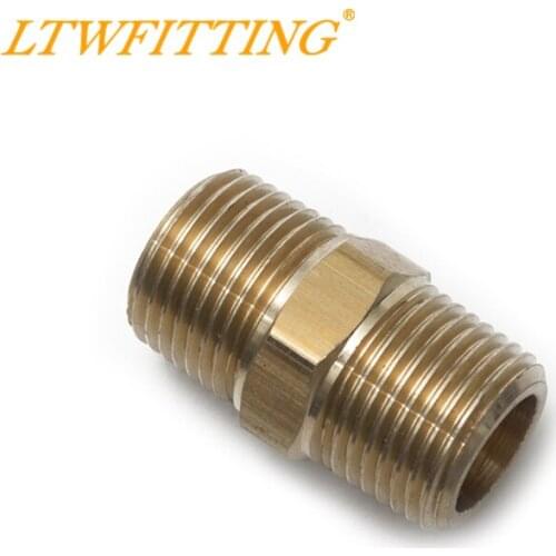 LTWFITTING Brass Pipe Hex Nipple Fitting 3/8" Male NPT Air Fuel Water