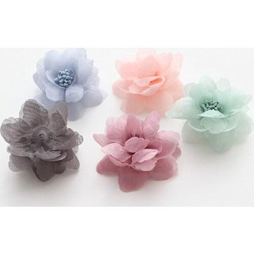 Hair flower Tulle Mesh Chiffon Flower For Girls Hair Accessories Handmade Fabric Flowers For Headband DIY