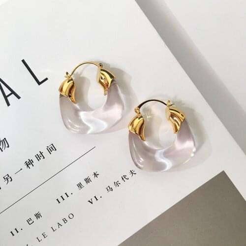 Niche retro temperament advanced transparent earrings simple personality thick circle earrings with bloggers