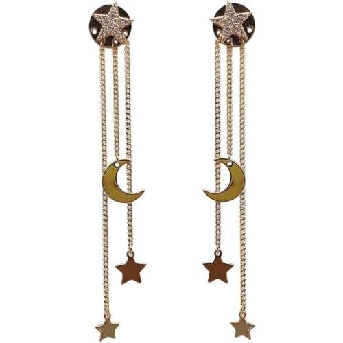 2020 New Korean Crystal Trendy Exquisite Star Moon Long Tassel Dangle Earrings For Women Temperament Crystal Pendant Jewelry