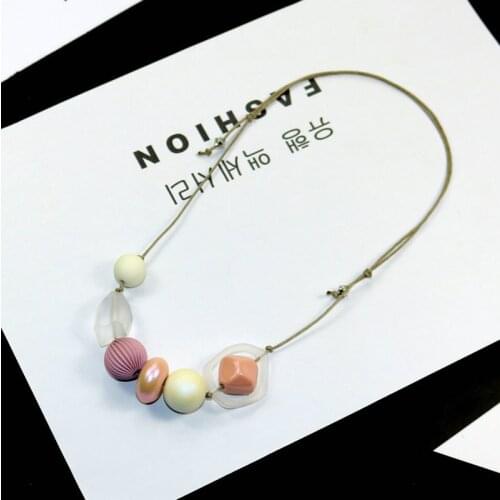 New Fresh Summer Woman Colorful Necklace Geometric Beads Pendant Necklaces Rope Chain Fashion Accessories Jewelry