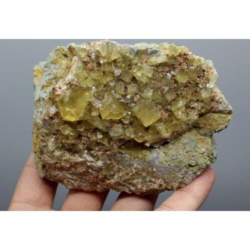 New mineral ! 406g Natural yellow fluorite Cluster mineral specimens Stones and crystals Healing crystal