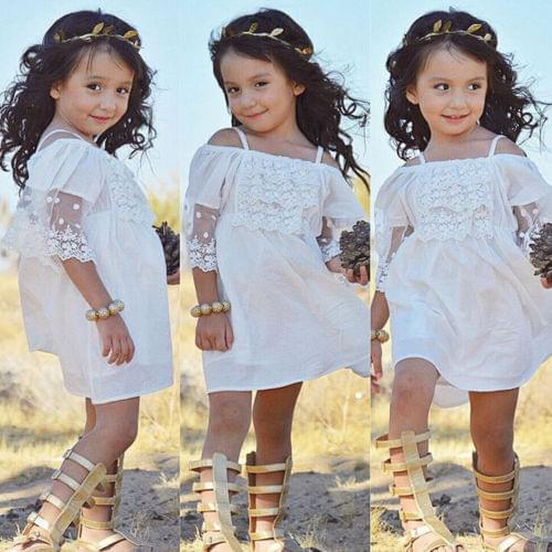 3 to 7 Year Baby Girl Clothes Wedding Mini Tutu White Dresses Lovely Little Girls Lace Tulle Dress Beach Princess Dresses
