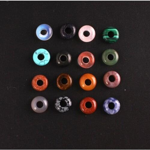 Wholesale 100pcs 2019 Fashion Roses Quartz Natural Stone Flat Beads 10*4mm Mixed Round Shape Big Hole For Bracelet Free Shipping