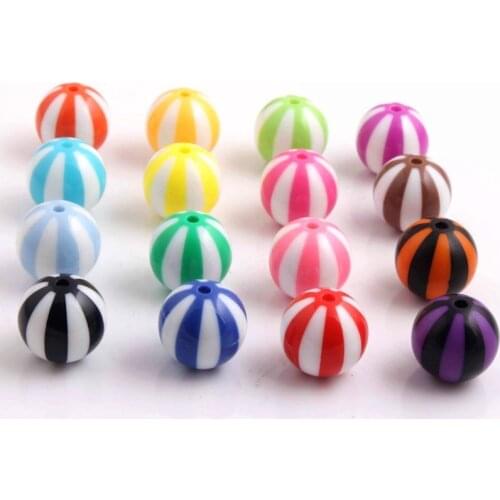 OYKZA Wholesales Fashion New Chunky Acrylic Round Watermelon Strips Beads for Kids Bracelet Necklace Jewelry 12mm 16mm 20mm