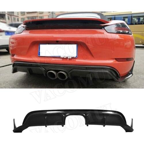 Carbon Fiber Rear Bumper Lip Diffuser Spoiler Aprons fit for Porsche 718 Cayman Boxster Base S Coupe 2017 2018 Car Styling