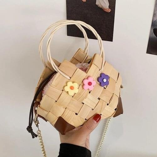 Woven Small Tote bag 2021 Summer New High-quality Straw Womens Designer Handbag Pearl strap Shoulder Messenger Bag Purses hot