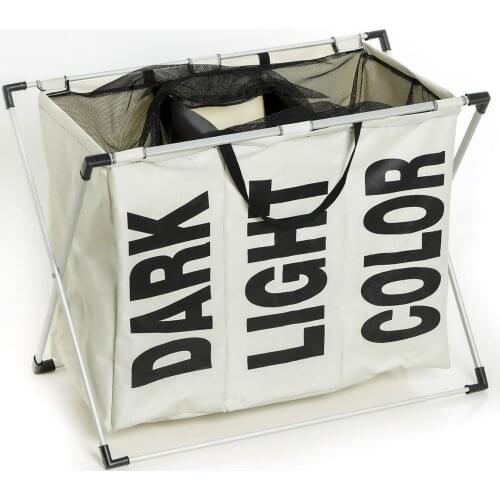 Foldable Practical Organizer 3 Compartments Laundry Basket women men colorful white bright handy most preferred