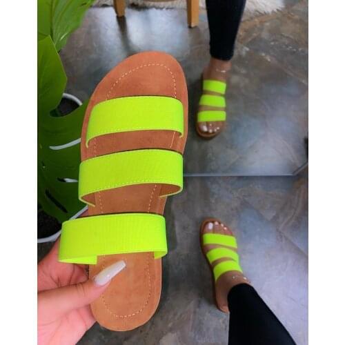 2020 Color Block Ladies Slides Summer Slip On Shoes Beach Sandals Slides Assorted Colorsshoes slides 9241