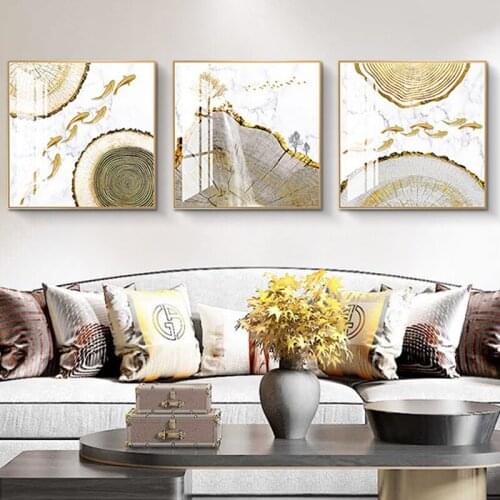 Modern Light Luxury Nine Fish Figure Dining Room Decoration Painting Square Simple Living Room Background Painting Wall Painting