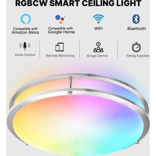 LED Ceiling Light For Room Hallways Corridor 15W/18W RGB Dimmable Wifi Smart APP Voice Control For Alexa Google Assistant
