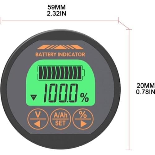 DC 8-80V 50A 100A 350A TR16 Coulomb Counter Meter Battery Capacity Indicator Ammeter Voltmeter Battery Tester 19QB