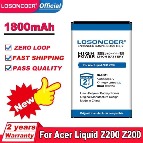 Top Brand 100% New 1800mAh BAT-311 Battery For Acer Liquid Z200, Z200 (1ICP5/43/55) ICP444355A Batteries