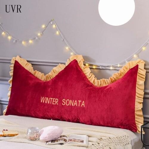 UVR Beautifully Embroidered Cushion Crystal Velvet Backrest Comfortable Breathable Double Bed Bed Headboard Help Sleep