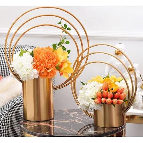 Flower Vase Nordic Decoration Home Desktop Metal Vases For Wedding Decoration Hydroponic Flowers Pot Delicate Floor Vases ZHP030