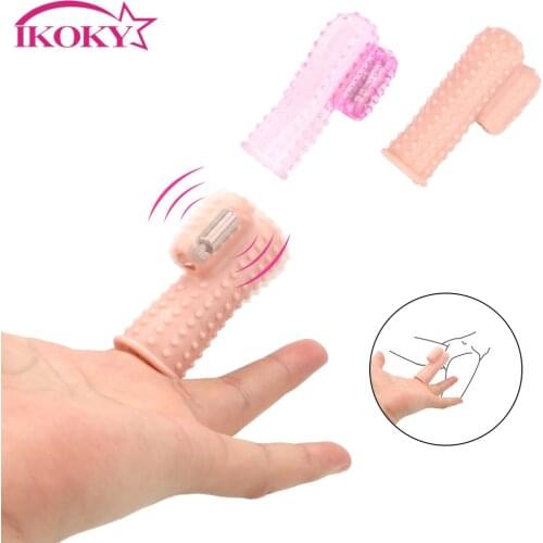 IKOKY Brush Vibrating Clitoris Vagina Stimulator Flriting Sex Toys for Women Couple G-spot Massage Finger Sleeve Vibrator
