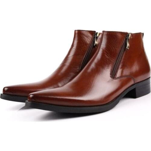 High top Martin boots breathable winter business mens shoes genuine leather men boots pointed toe formal men ankle boots