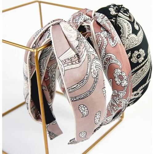 Print Colorful Middle Knotted Hairbands Bow Flower Love Headbands For Women High Qualtiy Hair Accessories For Girls