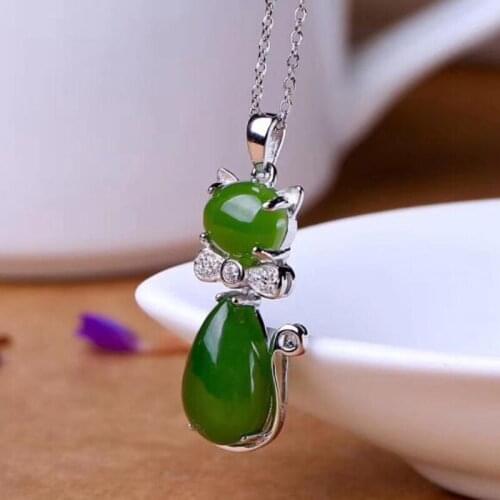 Boutique Jewels S925 Silver Inlay Natural Jasper Lady Pendant Necklace Jewelry with Free Chain
