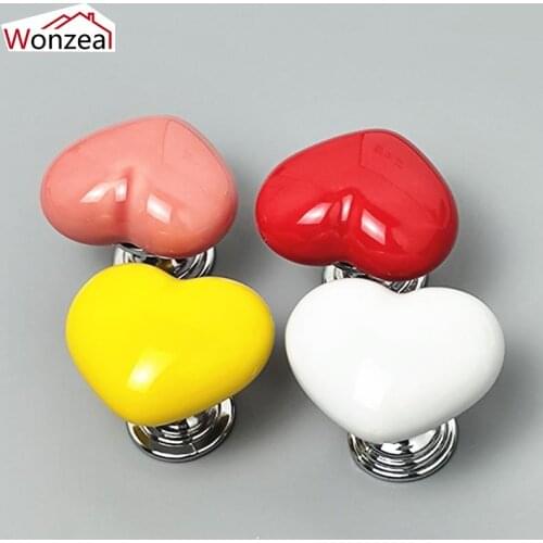 1/2PCS Ceramic Single Round Knobs Wardrobe Cabinet Kitchen Garden Door Handle Childrens Bedroom Pulls Furniture Handles