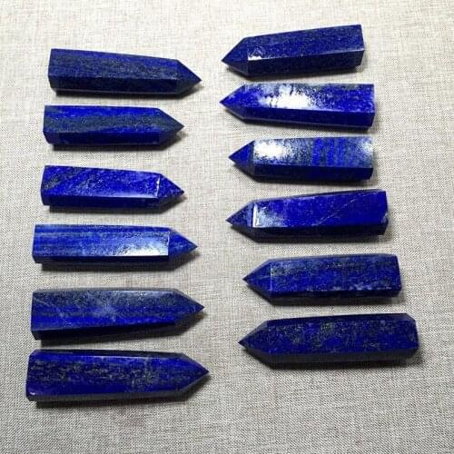 1PC Natural Crystal Lapis Lazuli Column Point Wand Quartz Rock Mineral Specimen Home Decoration Reiki Healing Energy Stone Craft