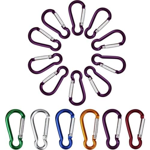 10PCS Aluminum Carabiner Key Chain Clip Outdoor Camping Keyring Snap Hook Water Bottle Buckle Travel Climbing Accessories A30527