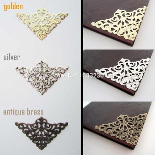 12x Antique Brass Silvery Golden Jewelry Box Chest Gift Wine Wooden Case Book Scrapbook Photo Album Corner Decorative Protector