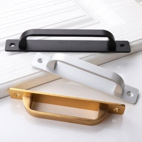 2Pcs Furniture Door Handle Wardrobe Cupboard Cabinet Pull Handle Stainless Steel Black/White/Brushed Gold Kitchen Hardware WG006