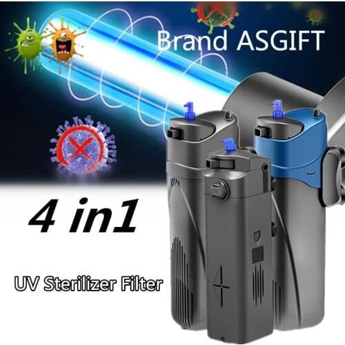 Aquarium UV Sterilizer Lamp Filter Pump Fish Tank Sterilization Remove Algae Deodorize Water Circulating UV Filters 220V
