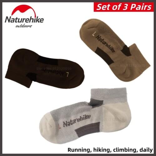 Naturehike Camping Outdoor Socks 3 Pairs Sports Coolmax Fabric Quick Drying Breathable Run Fashion Right Angle Socks Basketball