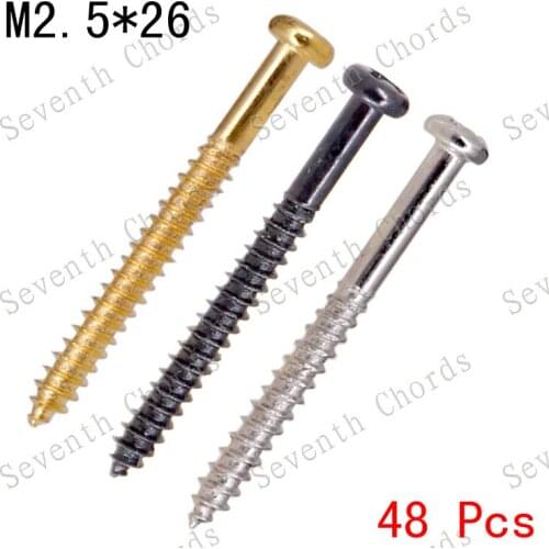 48 Pcs M2.5*26mm Electric Bass Guitar Pickup Mounted Adjust Height Screws - 3 Colour for choose