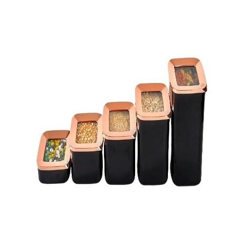 5 pcs high quality black copper storage box food set organizer kitchen and pantry Very Useful Kitchen Summer Winter