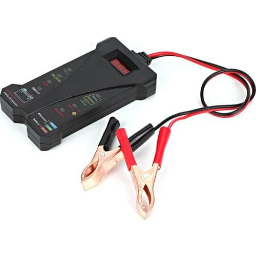 Car Battery Detector Digital Display 12V LED Battery Tester Analyzer Diagnostic Tool Battery Tester (Black)