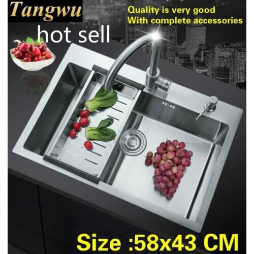 Free shipping Hot sell standard fashion trumpet kitchen manual sink single trough 304 food grade stainless steel mini 58x43 CM