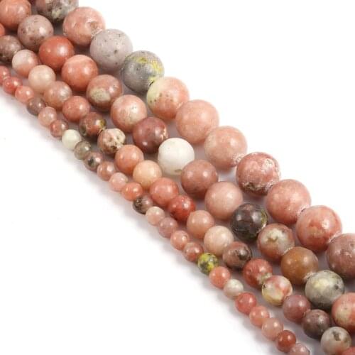 Natural Red Plum Blossom Stone Jaspers Beads 4 6 8 10 12mm Round Loose Spacer Beads for Jewelry Making DIY Bracelet Necklace