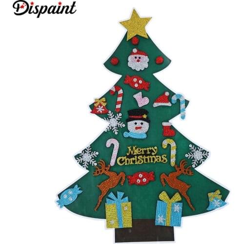 Dispaint 5D DIY Diamond Painting Christmas Tree New Year Gift Kid Toy Artificial Tree Wall Window Sticker Christmas Home Decor