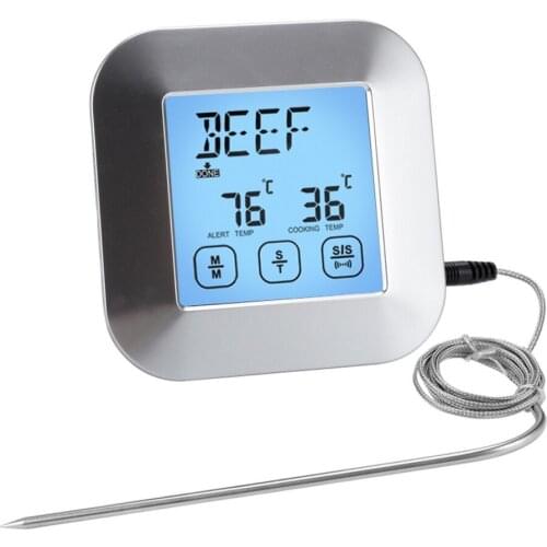 Electronic Thermometer Food Meat Temperature 8 Type Food Meat Meter Gauge with Probe Digital Oven LCD Barbecue Timer Probe Tools