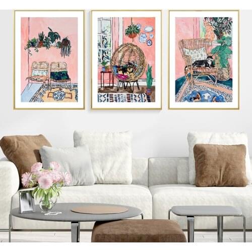 European Nostalgic Retro Home Oil Painting Prints Wall Art Posters Home Scene Painting Pictures for Bedroom Decoration Home Deco