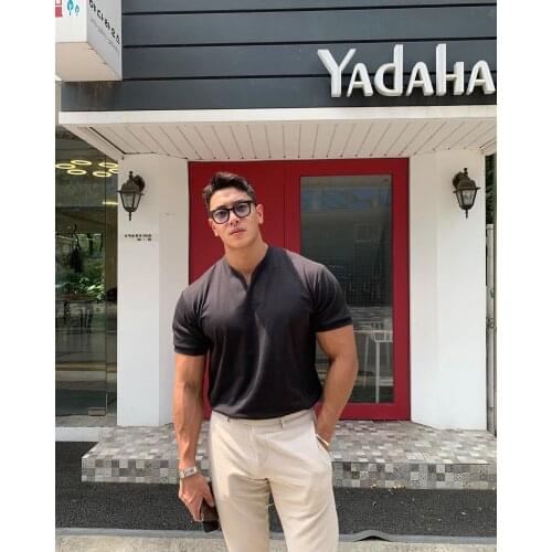 Mens Oversized T shirt Solid Color Gym Clothing Bodybuilding Fitness Loose Sportswear T-shirt Streetwear Fashion Tshirt