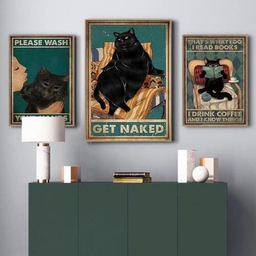 Canvas Prints Funny Black Cat Your Fabrics My Lady Paintings Wall Art Poster Modular Pictures For Living Room Modern Home Decor