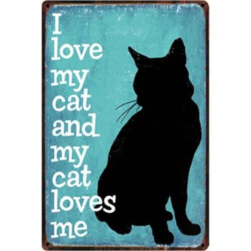 [ Kelly66 ] Love My cat Metal Sign Tin Poster Home Decor Bar Wall Art Painting 20*30 CM Size y-2160
