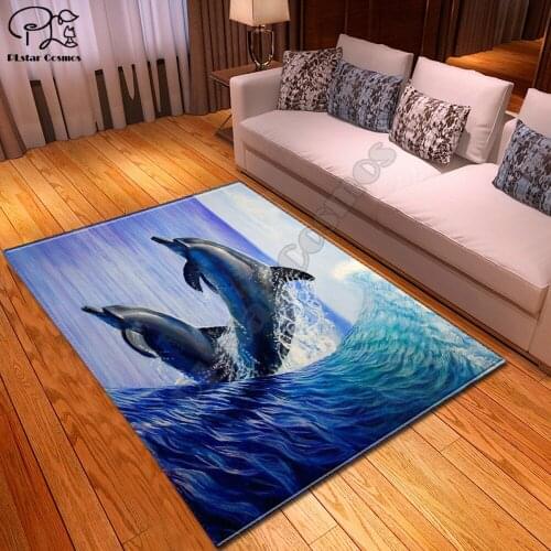 Dolphin pattern funny carpet Square Anti-Skid Area Floor Mat 3D Rug Non-slip Mat Dining Room Living Room Soft Bedroom Carpet