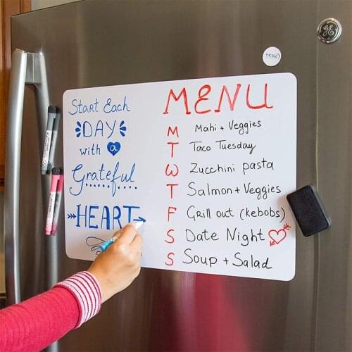 A4 Size Magnetic Whiteboard Dry Erase White Board Kitchen Fridge Magnet Sticker Menu Weekly Planner Calendar Table Marker