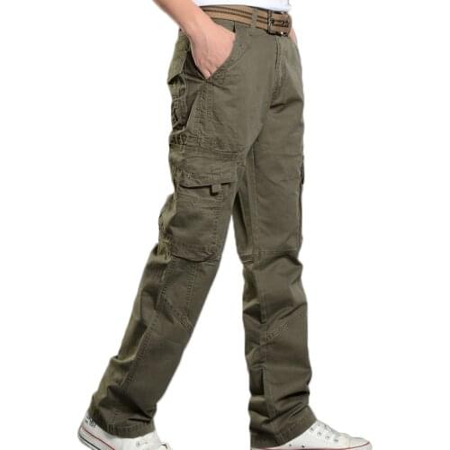 Cargo Pants Men Casual Cotton Loose Multi Pockets Track Pants Pantalon Homme Mens Streetwear Combat Military Tactical Trousers
