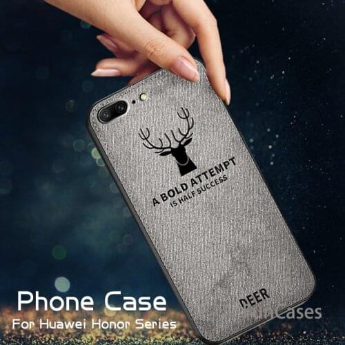 Soft TPU edge Canvas Embossed Deer Phone Case For Huawei Honor play 10 9 9i lite 7x view honor9 Case Soft Cloth Weaving Cover