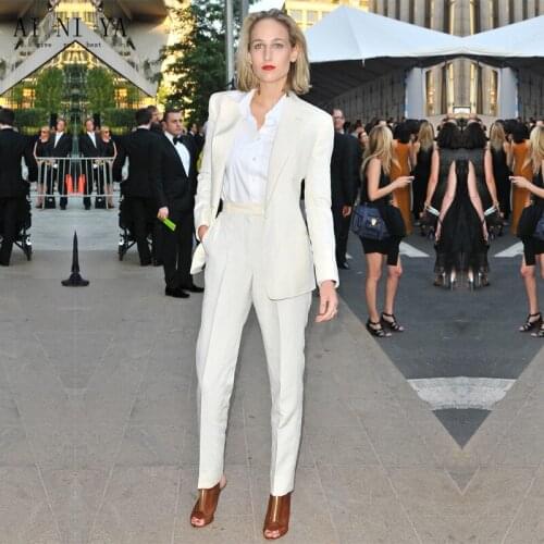 New white trouser suit 2 piece set women office suits for women blazer set elegant pant suits office uniform style CUSTOM