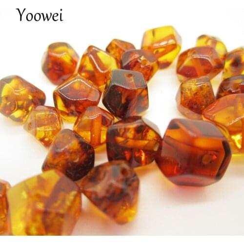 Yoowei Wholesale Natural Amber Beads Multi-Faceted diy Loose Beads Irregular Gems Baltic Polished Amber Beads for Jewelry Making