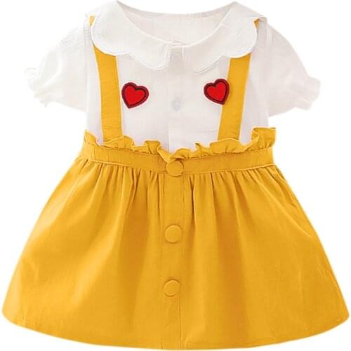 TELOTUNY Infant Baby Ruffles Buttons Dresses Girls Cute Short Sleeve Love Print Clothing Princess Dress Children Summer vestidos